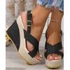 Schuhe für Frauen Knöchel schnalle Keile Sandalen für Frauen Sommer Denim Sandale bequeme dicke Sohle Mujer plus Größe 35-42