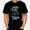 Entschuldigung ich bin spät dran meine Katze saß auf mir Grafik T-Shirt lustige Katze T-Shirt Mode