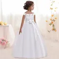Robe de princesse blanche pour filles robe de Rhà fleurs pour enfants vêtements de bébé élégants