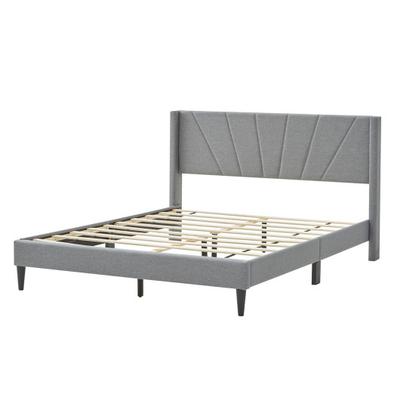 Costway Twin/Queen Bed Frame with Linen Upholstere...