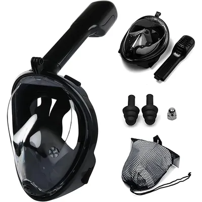 Full Face Snorkel Mask with Detachable Camera Mount,Snorkeling Swimming Diving Mask Wide View Anti-Fog Anti-Leak for Adult