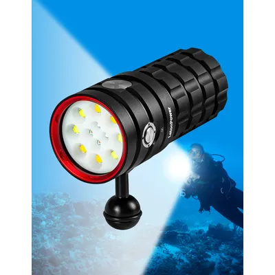 LetonPower Diving Flashlight 25000Lumens underwater flashlight 100m scuba dive light underwater