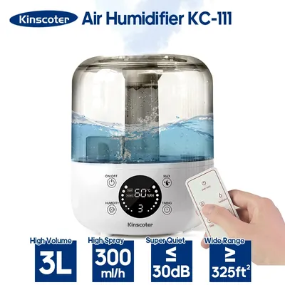 KINSCOTER Air Humidifier Wall Plug 220V 110V Electric Humidifier Large Mist Volume 3L Aroma Diffuser