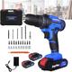 Battery Powered Drill Cordless Handheld Drill, 21V Combi Drill Power Drill Driver for Drilling Metal/Wall/Wood, 2X 1500mAh, 2 Speed, LED Light