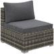 Outsunny Outdoor Garden Furniture Rattan Single Middle Sofa w/ Cushion Dark Grey