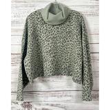 American Eagle Outfitters Sweaters | American Eagle Outfitters Women's Leopard Print Turtleneck Crop Sweater Medium | Color: Green | Size: M