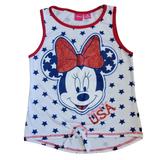 Disney Shirts & Tops | Disney Minnie Mouse Tank Top Sz L 10/12 Patriotic 4th Of July Usa Red White Blue | Color: Blue/White | Size: Lg