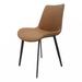 Brown PU Leather Dining Chair with Metal Legs, Modern Upholstered Chair Set of 2 for Kitchen, Restaurant, Living, Meeting Room