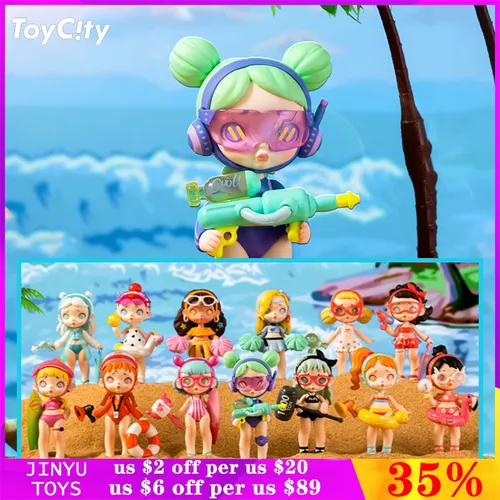 Original Laura Pool Party Serie Mystery Blind Box Kawaii Cartoon Action figur Puppe trend ige