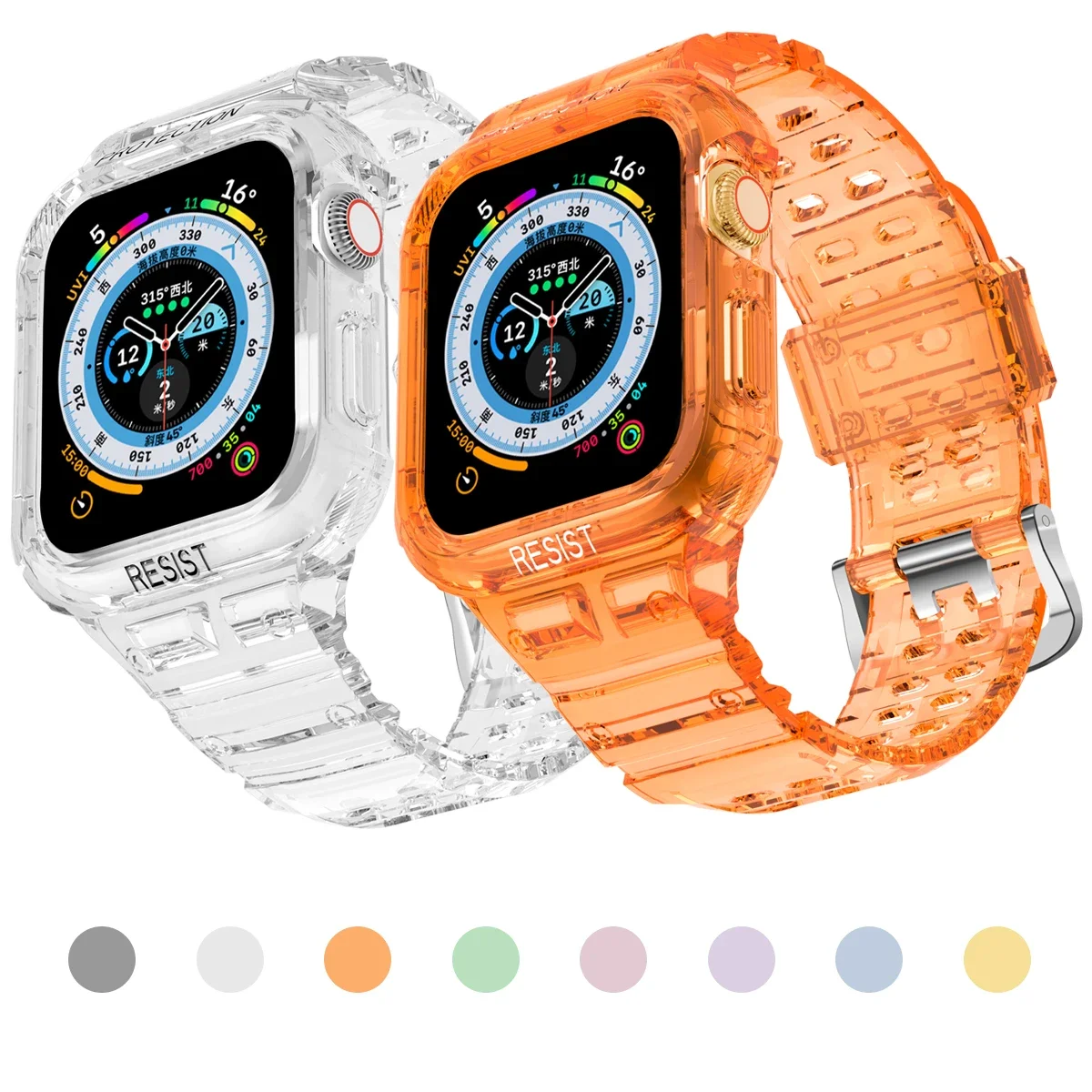 Für Apple Watch Clear Band 38 mm 42 mm mit Gehäuse, Sport Jelly Schutzhülle Bumper mit Armband für iWatch Serie 8 7 6 5 SE 4321 Image