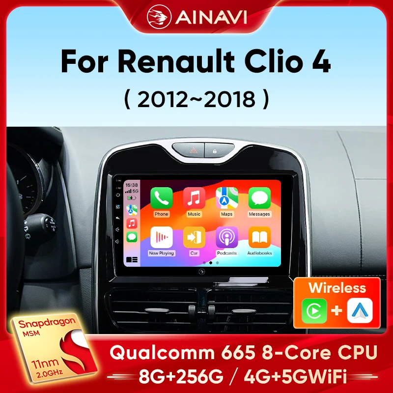 Ainavi Autoradio Für Renault Clio 4 2012 2013 2014 2015 2016 2017 2018 Drahtlose Carplay Android Auto Multimedia 2 Din autoradio Image