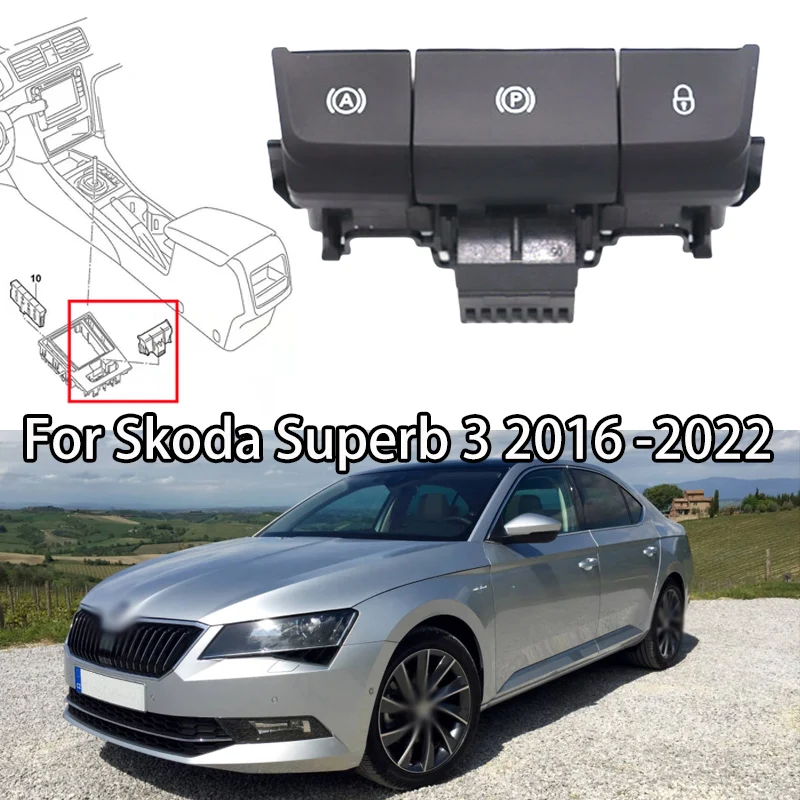 Auto elektronische Handbremse Fests tell brems schalter Motor Start Stopp Schalter Zentral verriegelung Steuert aste für Skoda hervorragende 3 2022- Image