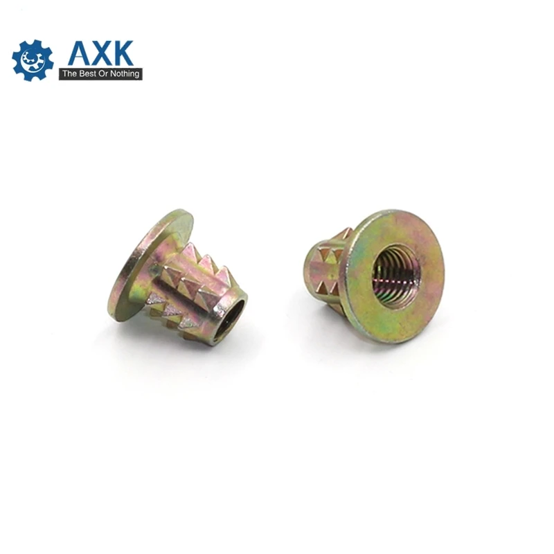 20Pcs M4 M5 M6 M8 flansch kopf Zink-legierung Gewinde Für Holz Einsatz Spiked Mutter Möbel Link muttern M4 * 10 M5 * 10 M6 * 10 M8 * 13 MM