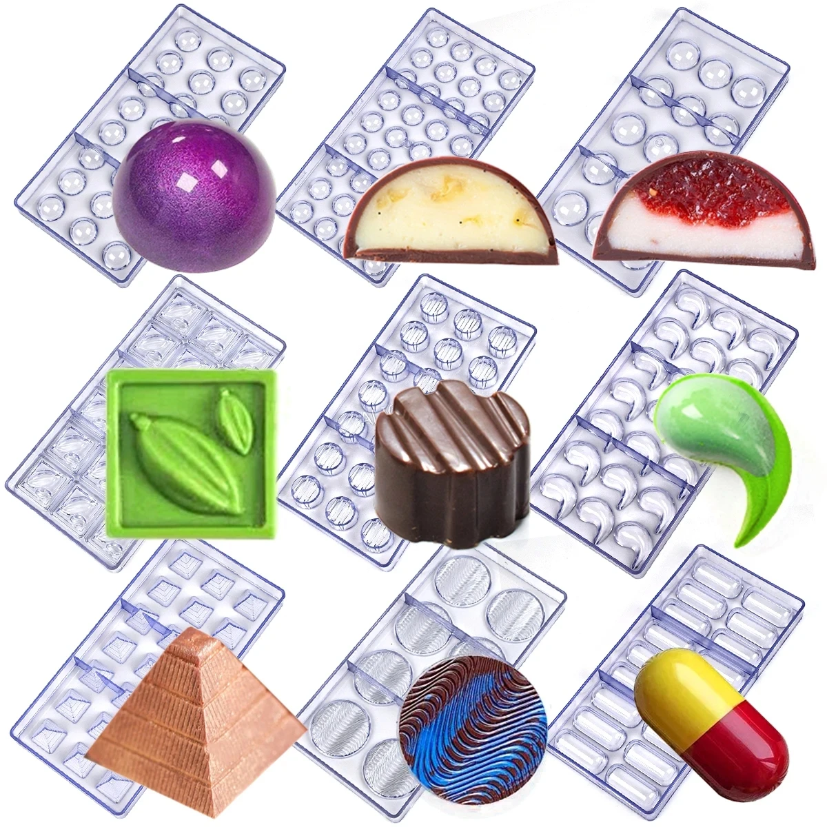 Schokoladenform aus Polycarbonat, Kugel, Schokolade, Bonbons, Kuchen, Süßwarenform für Schokolade, Barform, Bäckerei, Backwerkzeuge Image