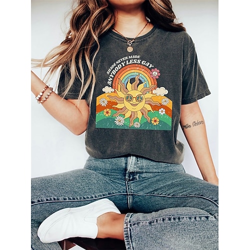 T-Shirt Pride-Shirts Shade hat noch nie jemanden weniger schwul gemacht Lässig Streetstyle T-Shirt Ärmel Lesbisch für Damen Mädchen Kinder Erwachsene Heißprägen für Pride Parade Pride-Monat Image