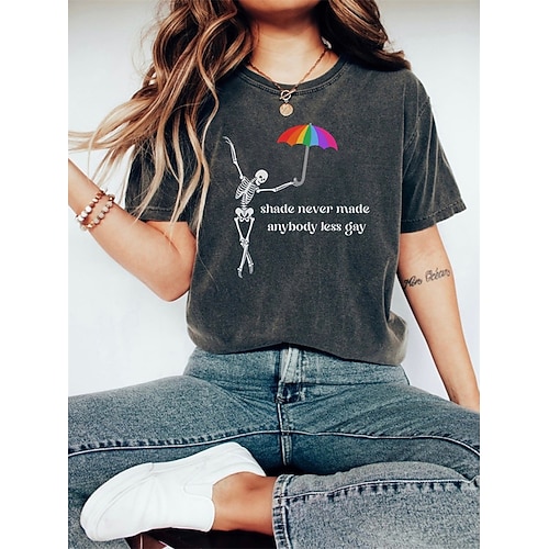 T-Shirt Pride-Shirts Shade hat noch nie jemanden weniger schwul gemacht Lässig Streetstyle T-Shirt Ärmel Lesbisch für Damen Mädchen Kinder Erwachsene Heißprägen für Pride Parade Pride-Monat Image
