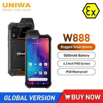 UNIWA W888 MT6765 Helio P35 Octa Core 4GB+64GB ATEX Explosion IP68 Smartphone Andriod11 6.3“ HD Screen 5000mAh NFC Mobile Phone