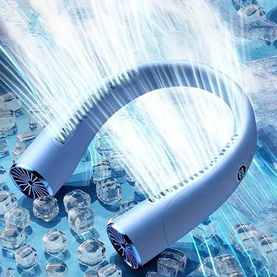 Hands-Free Neck Fan – Bladeless Wearable USB Rechargeable Fan with 360° Cooling, 3 Speeds, and Headphone-Style Design