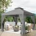 EAGLE PEAK 10 ft. x 10 ft. Outdoor Patio Gazebo Canopy Tent with Ventilated Double Roof and Mosquito Net Gray