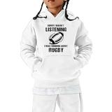 Baby Sweatshirt Child Kids Rugby Football Prints Retro Sports Hooded Pullover Tops With Pocket Girls Hoodie White 9 Years-10 Years