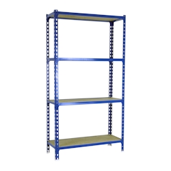 SimonRack Maderclick schraubenloses Metallregal 4 Böden. Farbe blau/holz 1500x1100x300 mm Image
