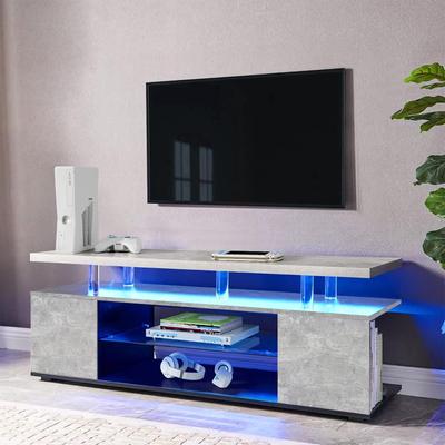 LED Lights Gaming Media Entertainment Center w/ Storage Cabinet