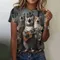 T-shirt stampata in 3D t-shirt da donna divertente gatto t-shirt moda donna divertente t-shirt a