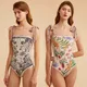 Cikini-Maillot de bain à imprimé double face pour femme maillot de bain une pièce à fleurs rétro