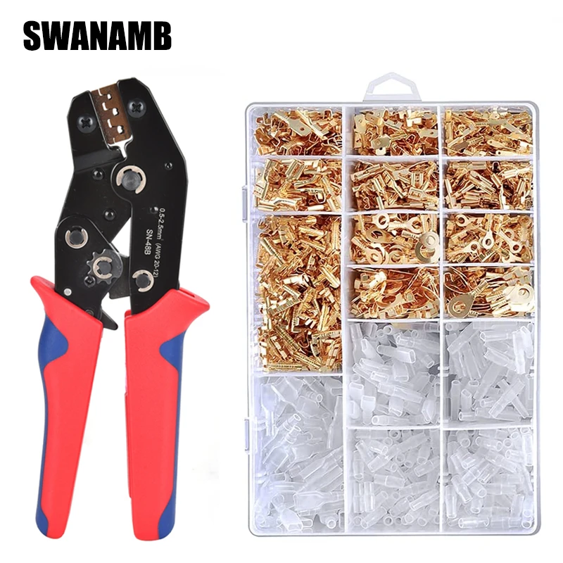 Hülsen Crimp Terminals Mix Tool Wire Connector Terminator mit Female Male Spade Electric Cable Terminal Connector Wiring Kit Image