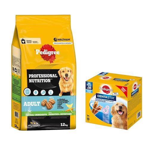 12 kg Pedigree Professional Nutrition Adult + 56 Stück Dentastix zum Sonderpreis! - mit Geflügel...