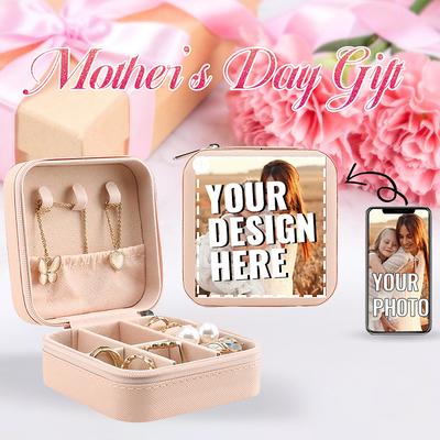 Personalized Travel Jewelry Case Customized Small Jewelry Box Jewelry Organizer Storage Case Portable PU Leather Mini Jewelry Travel Case for Girls Womens Mother's Day Gift