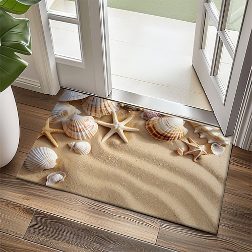 Strandmuscheln Fußmatte Küchenmatte Bodenmatte rutschfester Flächenteppich Ölbeständiger Teppich Indoor Outdoor Matte Schlafzimmer Dekor Badezimmermatte Eingangsteppich Image