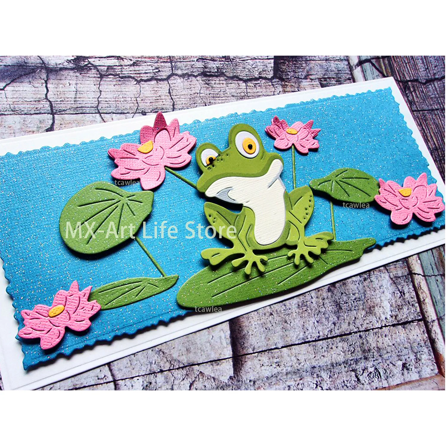 Lovely Frog on Lotus Leaf Metal Cutting Dies Beautiful Animal Dies For DIY Craft Scrapbooking Cards Decorative
