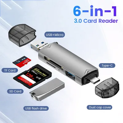 6 in 1 Card Reader USB3.0 to Type C Micro USB Universal OTG Adapter Multifunctional adapter SD TF