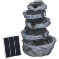 Outsunny - Fontaine de jardin à énergie solaire - fontaine roche cascade 5 niv. led pompe incluse