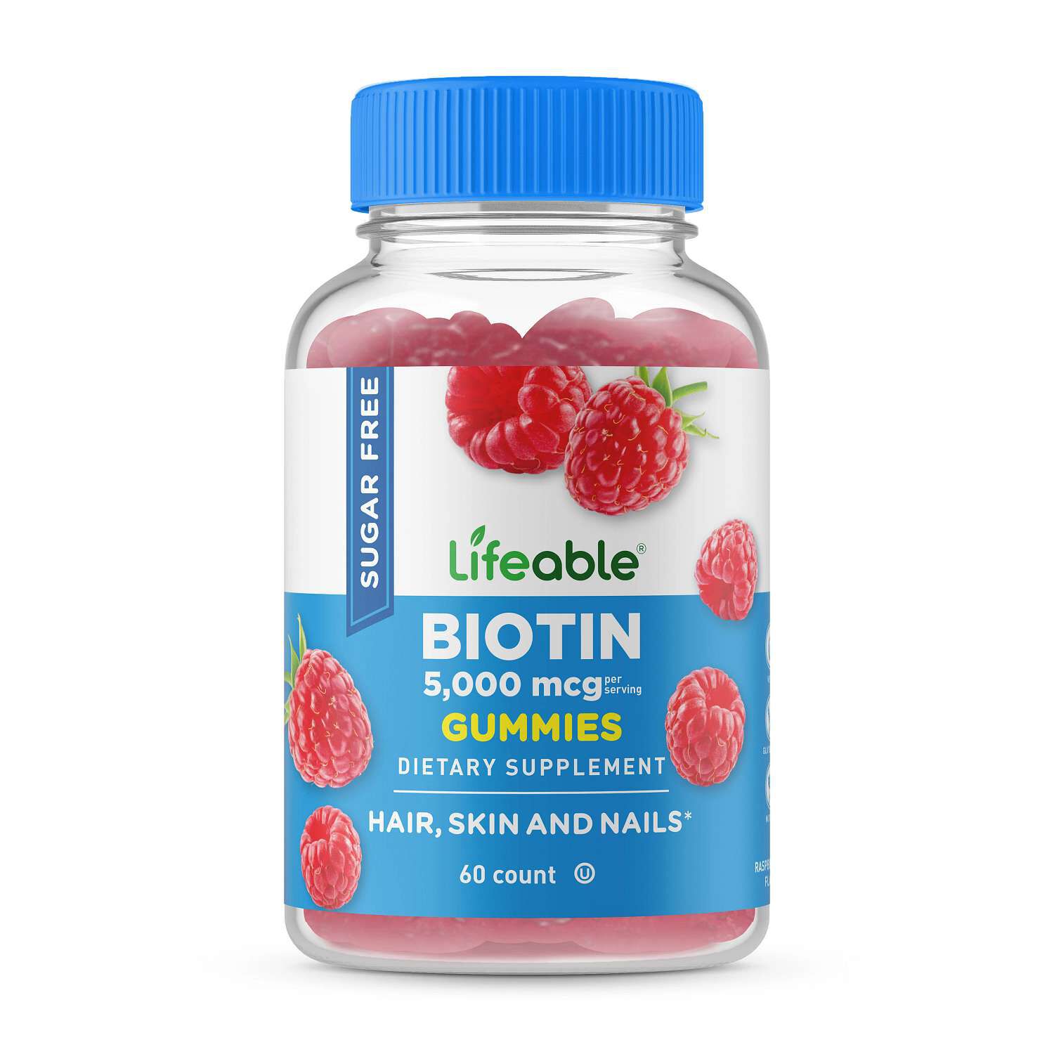 Sugar Free Biotin 5000 Mcg Vitamin B - 60 Gummies (30 Servings)