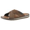 Pantolette RIEKER, Herren, Gr. 43, braun (nussbraun, taupe), Leder, Lederimitat, sportlich, Schuhe, Sommerschuh, Schlappen, Poolslide, 150 Jahre RIEKER Jubiläumsartikel