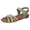 Riemchensandale MUSTANG SHOES, Damen, Gr. 39, grün (oliv, taupe), Lederimitat, klassisch, Schuhe, Sommerschuh, Sandalette, Klettschuh, mit Klettverschluss-Riemchen