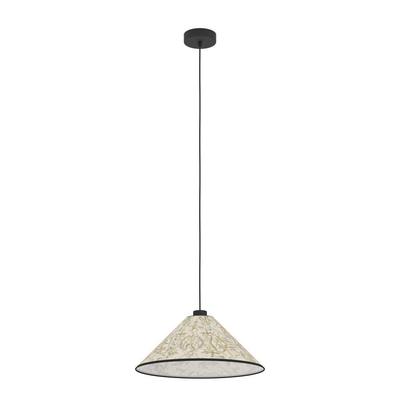 EGLO Hängeleuchte "OXPARK", schwarz (schwarz weiß, grün), Ø 42,00cm H: 110,00cm, Lampen, Pendelleuchte, Esszimmerlampe, Textil, Bambusblätter, Hängeleuchte Image