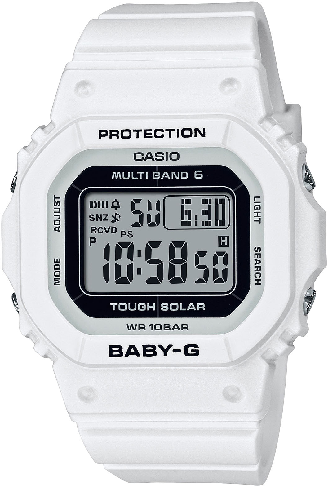 Funkchronograph CASIO BABY-G, weiß, Armbanduhren, Damen, Armbanduhr, Digitaluhr, Solaruhr, Damenuhr Image