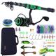 KYATON Fishing Rod and Reel Combos - Carbon Fiber Telesfishing Pole - Spinning Reel 12 +1 Bb with Carrying Case for Saltwater and Freshwater Fishing Gear Kit/Green/1.8M/5.91Ft-Sd2000