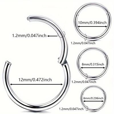 4pcs 316 Stainless Steel Hinged Nose Ring For Men,...