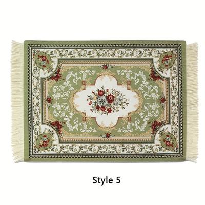 Persian Mini Woven Rug Mat Mouse Pad Retro Style Carpet Pattern Cup Laptop Pc Mouse Pad With Tassels Home Office Table Decor Coaster Doll Decorations
