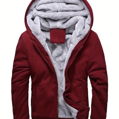 TEMU Men's Warm Fleece Hooded Winter Jacket