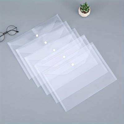 TEMU 5/10pcs Transparent A4 File Bag - Diagonal Test Paper Buckle Storage Bag For Office Organizer And Document Pouch - Back To School Supplies