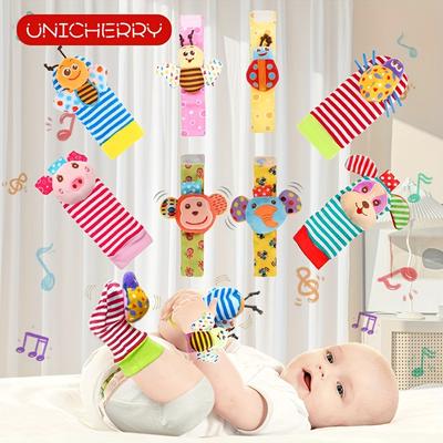 4pcs Baby Socks & Rattles Set - Perfect Gift For Newborns & Toddlers, Christmas Halloween Thanksgiving Day Gift