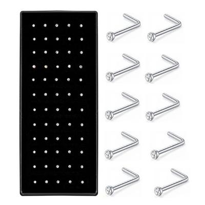 TEMU 60 Pcs Stainless Steel Stud L-shaped Nose Piercing Accessories