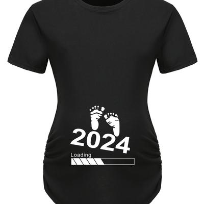 Maternity Pregnancy Women's 2024 Print Short Sleev...