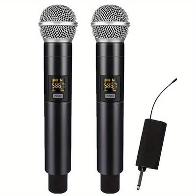 1pc/2pcs/4pcs Wireless Microphone 2 Channels Uhf Professional Handheld Mic Micphone For Party Karaoke Church Show Meeting