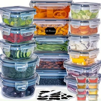 TEMU 24pcs Container Sets, Leakproof Kitchen Storage Box Set, Food Storage Vessels With Sealed Lid, For Fruit, Vegetable, Snack, Transparent, Kitchen Storage Supplies